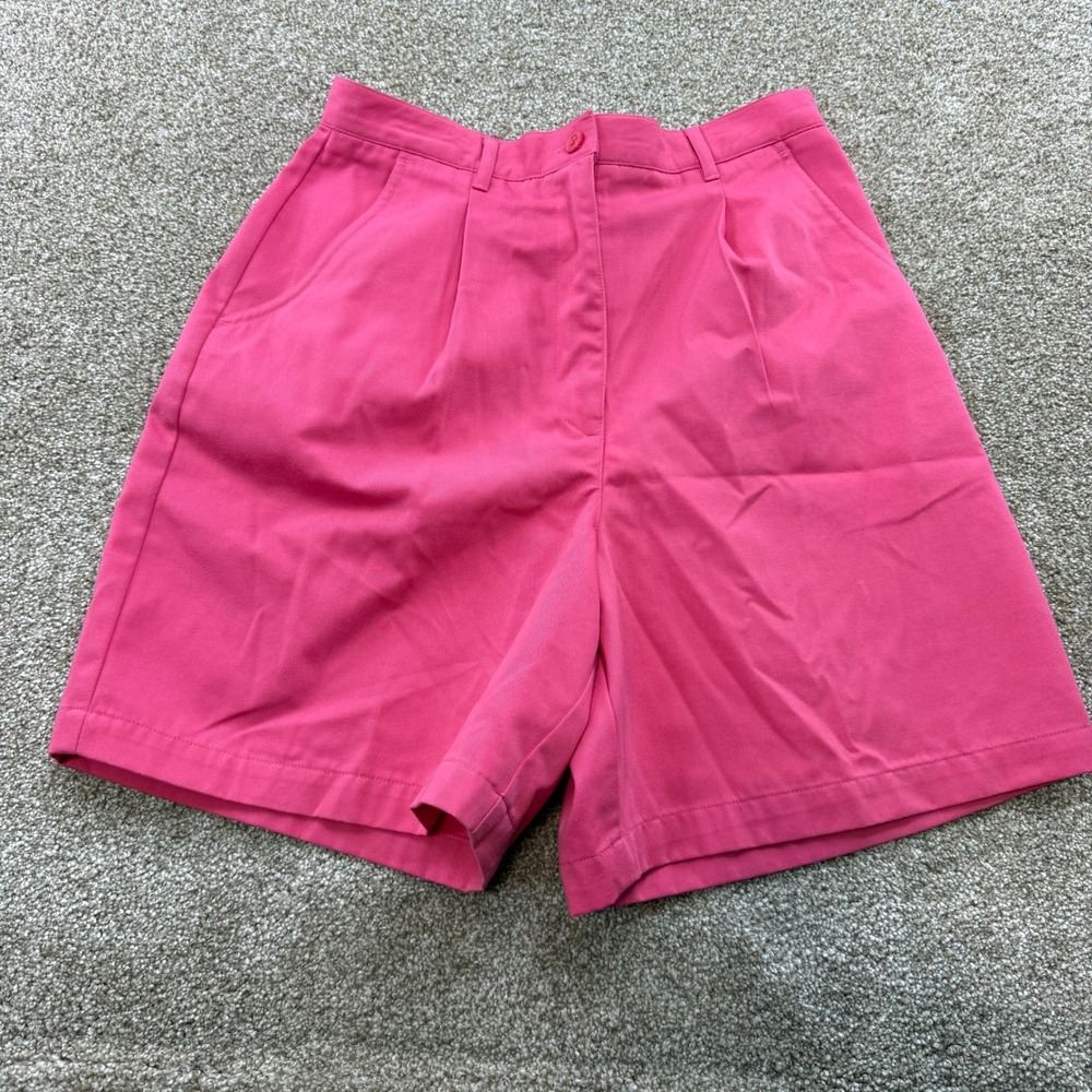 Studio Works Womens Pink Pleated Twill Shorts 10 High Rise Cotton Blend VTG 90s